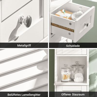 SoBuy | Bad Hochschrank | Badezimmer | Badschrank | Badregal Weiß | FRG236-W