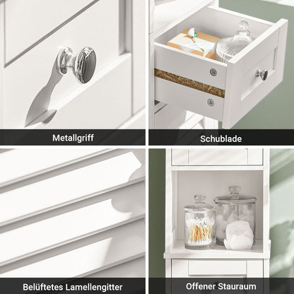 SoBuy | Bad Hochschrank | Badezimmer | Badschrank | Badregal Weiß | FRG236-W