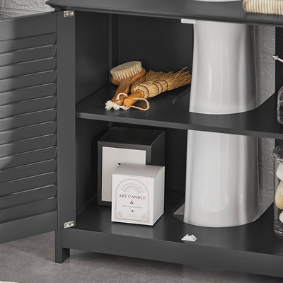 SoBuy | Meuble-lavabo | Armoire de salle de bain gris foncé | FRG237-II-DG