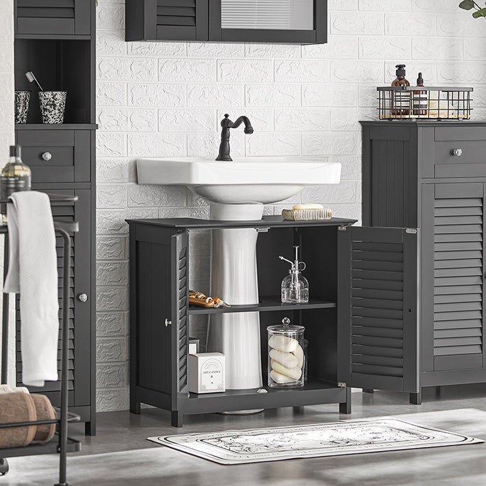 SoBuy | Meuble-lavabo | Armoire de salle de bain gris foncé | FRG237-II-DG