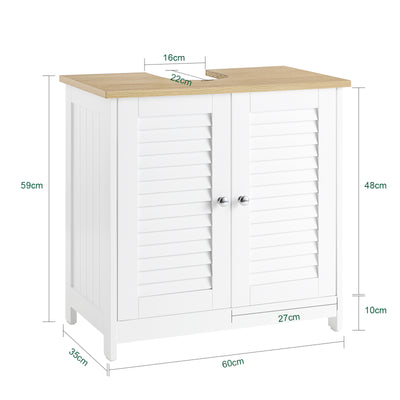 SoBuy | Meuble-lavabo | Armoire de salle de bain | Blanc/Naturel | FRG237-WN 