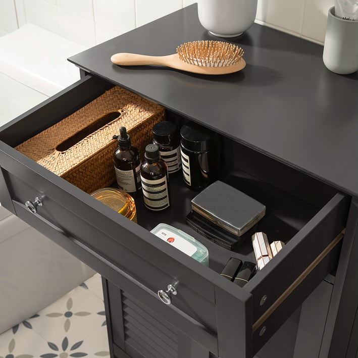 SoBuy | Mobiletto da bagno | Armadietto da bagno | Credenza grigio scuro | FRG238-DG