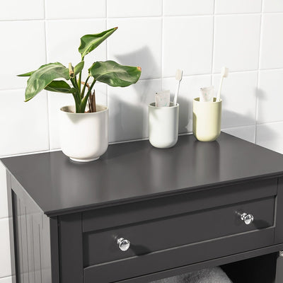 SoBuy | Mobiletto da bagno | Armadietto da bagno | Credenza grigio scuro | FRG238-DG