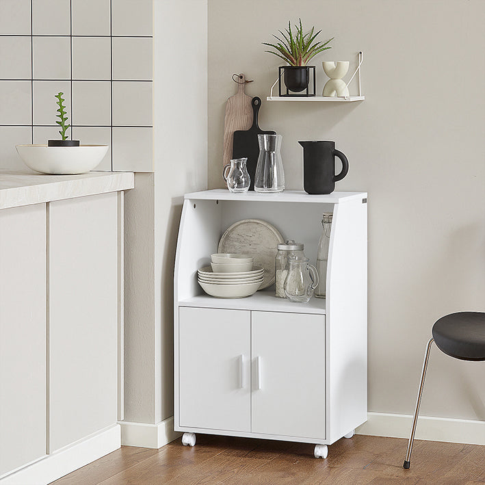 SoBuy | Carrello da portata | Credenza da cucina | Porta microonde Bianco | FRG241-W