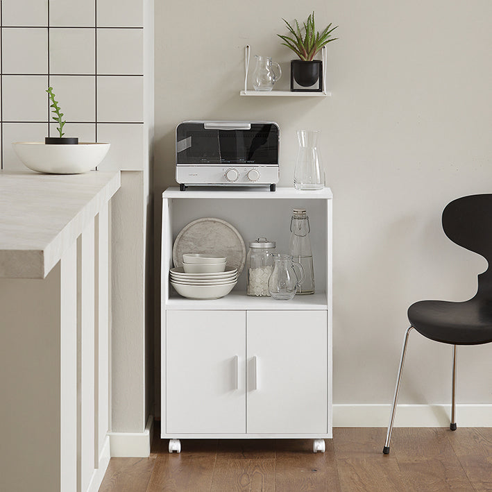 SoBuy | Carrello da portata | Credenza da cucina | Porta microonde Bianco | FRG241-W