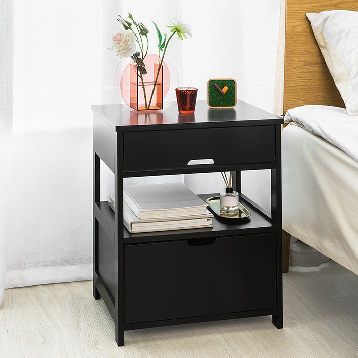 SoBuy Comodino Tavolino da Salotto con 2 Cassetti, Tavolino da Notte Nero 45x55x38cm FRG258-SCH