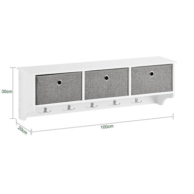 SoBuy | Patère murale | Portemanteau | Garde-robe d'entrée Blanc-Gris clair | FRG282-W