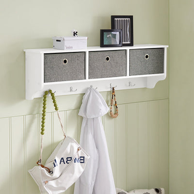 SoBuy | Patère murale | Portemanteau | Garde-robe d'entrée Blanc-Gris clair | FRG282-W