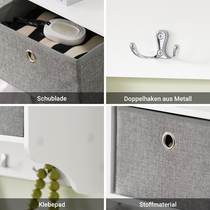 SoBuy | Wandgarderobe | Kleiderhaken | Flurgarderobe Weiß-Hellgrau | FRG282-W