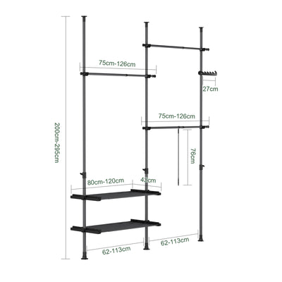 SoBuy | Tringle à vêtements télescopique | Système de penderie | Système d'étagères | FRG34-II-SCH 