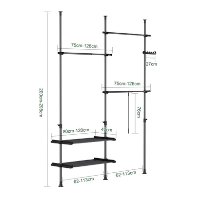 SoBuy | Teleskop Kleiderstange | Kleiderstangen System | Regalsystem | FRG34-II-SCH