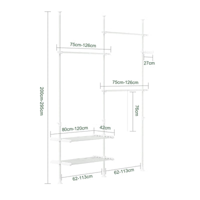 SoBuy | Asta appendiabiti telescopica | Sistema appendiabiti | Sistema di scaffalature | FRG34-II-W