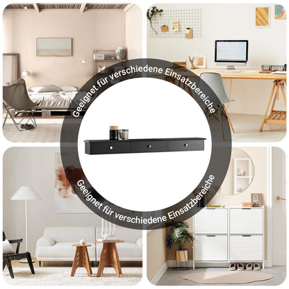 Prévente | SoBuy | Étagère flottante | Tiroir mural | Armoire suspendue | Étagère murale | Noir | FRG43-L-SCH