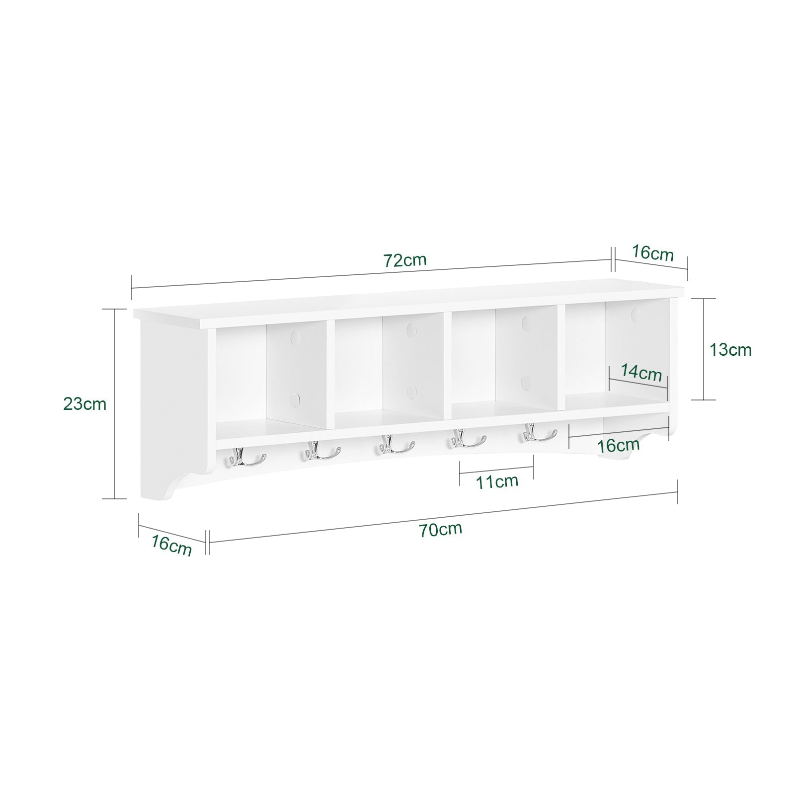 Prevendita | SoBuy | Appendiabiti da parete | Scaffale pensile | Attaccapanni da ingresso bianco | FRG48-L-W