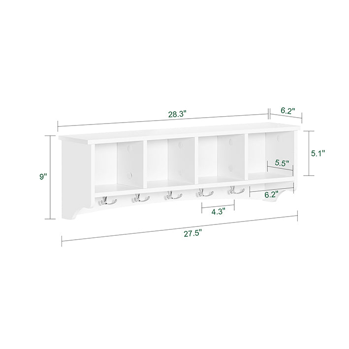 SoBuy | Wandgarderobe | Hängeregal | Flurgarderobe Weiß | FRG48-L-W