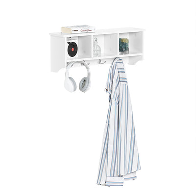 SoBuy | Porte-manteau mural | Étagère suspendue | Porte-manteau d'entrée blanc | FRG48-W