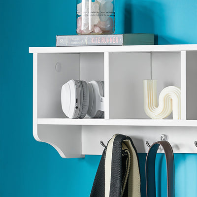 SoBuy | Porte-manteau mural | Étagère suspendue | Porte-manteau d'entrée blanc | FRG48-W