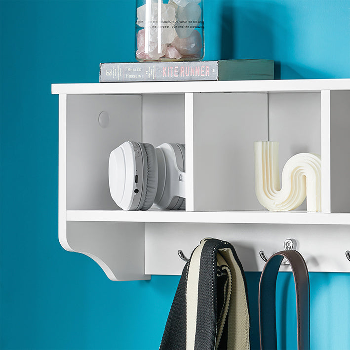 SoBuy | Portemanteau mural | Étagère murale | Portemanteau d'entrée Blanc | FRG48-W