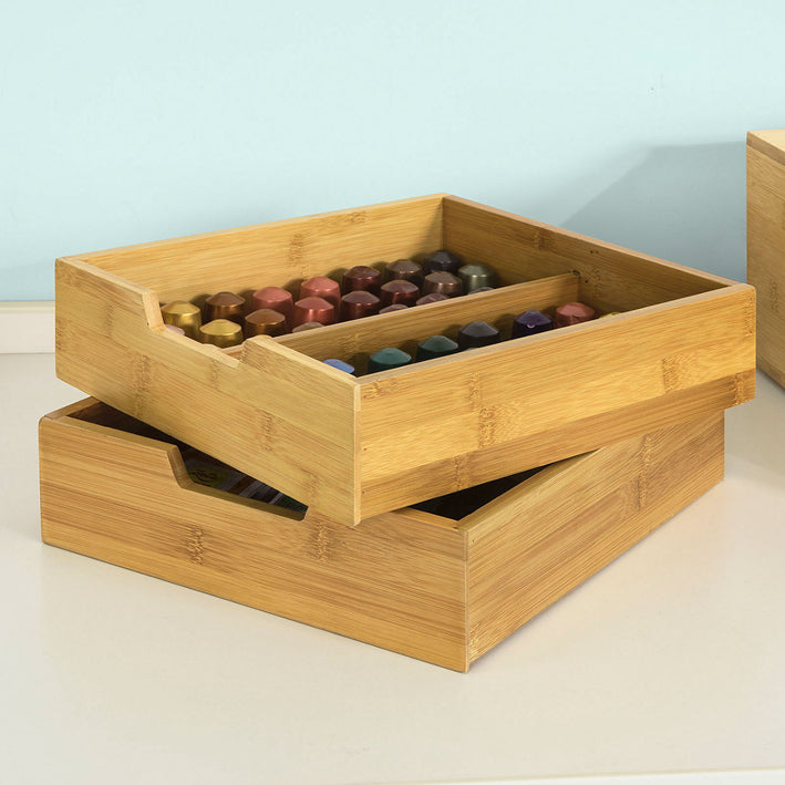 SoBuy | Boîte de rangement pour capsules de café | Tiroir de rangement en bambou | FRG82-N