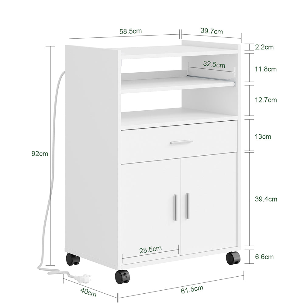 SoBuy Mikrowellenschrank mit 4-in-1-Ladestation für Küche Weiß FSB09-E-W