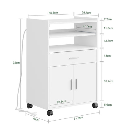 SoBuy Mikrowellenschrank mit 4-in-1-Ladestation für Küche Weiß FSB09-E-W