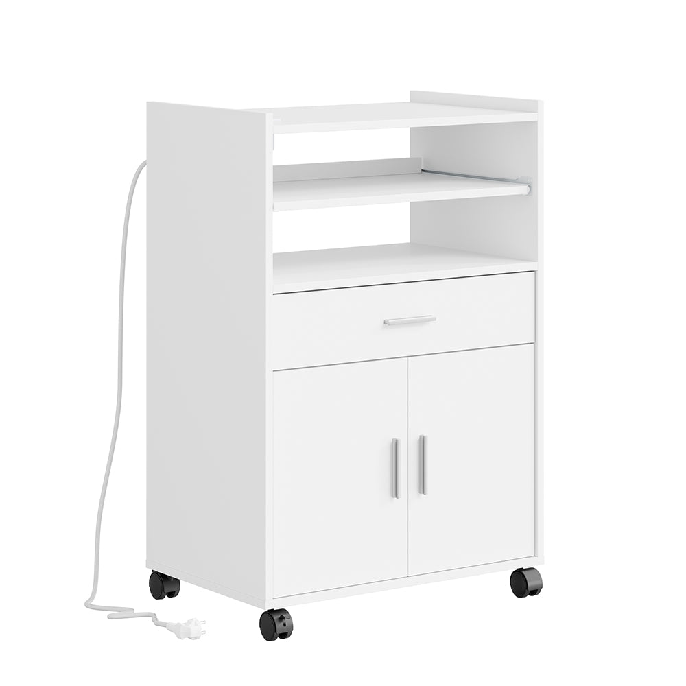 SoBuy Mikrowellenschrank mit 4-in-1-Ladestation für Küche Weiß FSB09-E-W