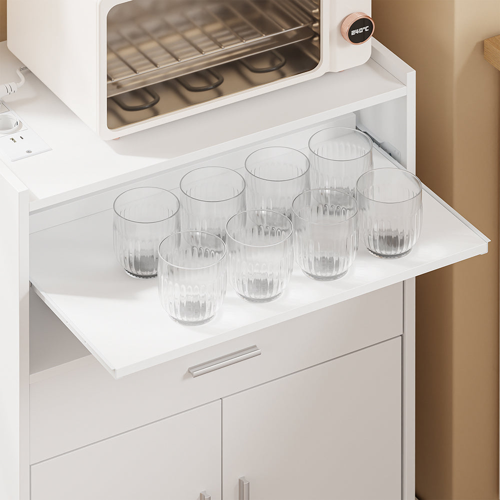 SoBuy Mikrowellenschrank mit 4-in-1-Ladestation für Küche Weiß FSB09-E-W