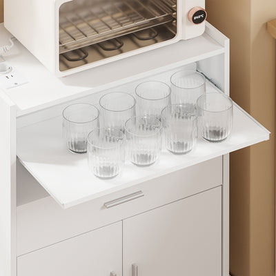 SoBuy Mikrowellenschrank mit 4-in-1-Ladestation für Küche Weiß FSB09-E-W