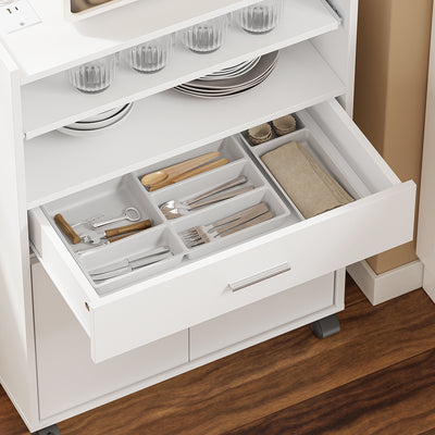 SoBuy Mikrowellenschrank mit 4-in-1-Ladestation für Küche Weiß FSB09-E-W