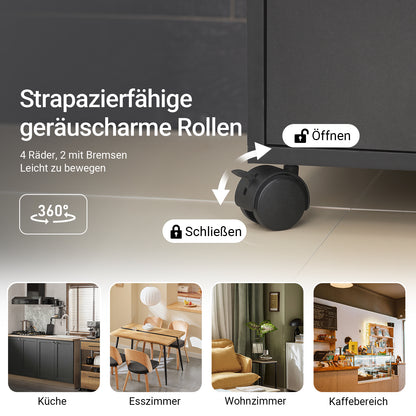 SoBuy | Küchenschrank | Rollschrank | mit 1 Schieb-Ablage | Schwarz | FSB09-SCH