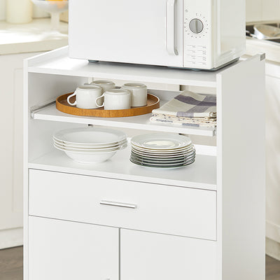 SoBuy | Meuble de cuisine | Meuble micro-ondes | Meuble à roulettes blanc | FSB09-W 