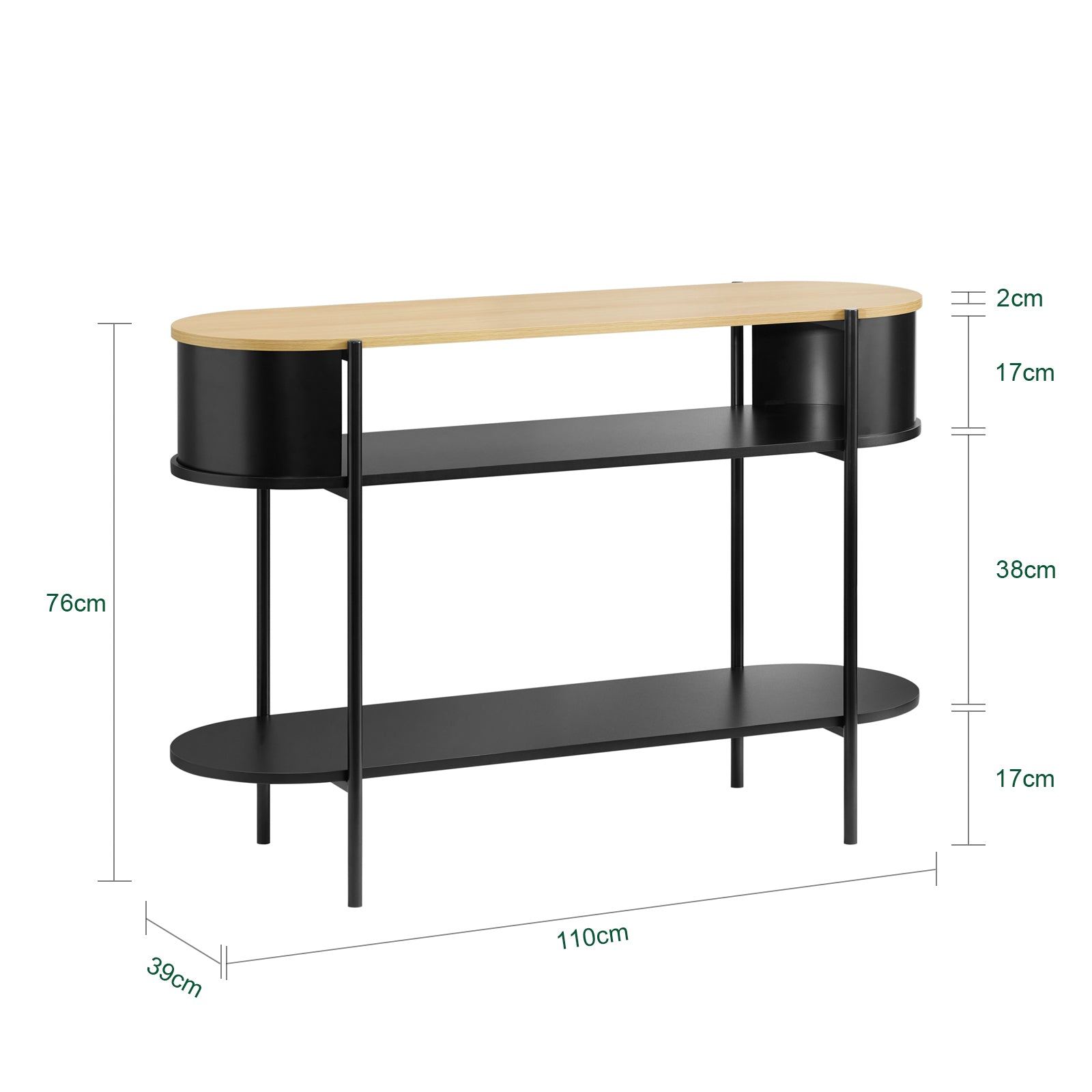 SoBuy | Console | Table d'entrée | Buffet étroit | Table basse | Avec compartiments de rangement | Noir | FSB102-SCH 