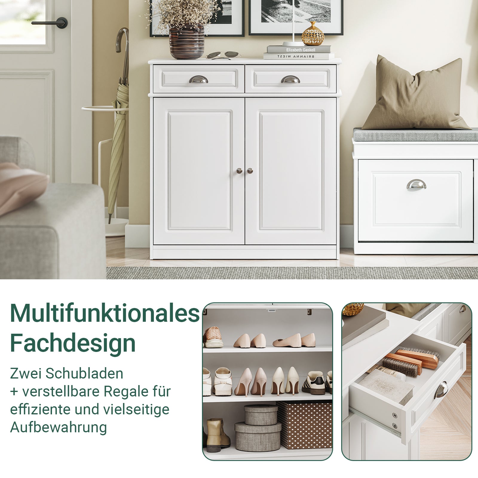 Vorverkauf | SoBuy | Schuhschrank | Sideboard | Schuhkipper für 12-15 Paare Schuhe | FSB104-W