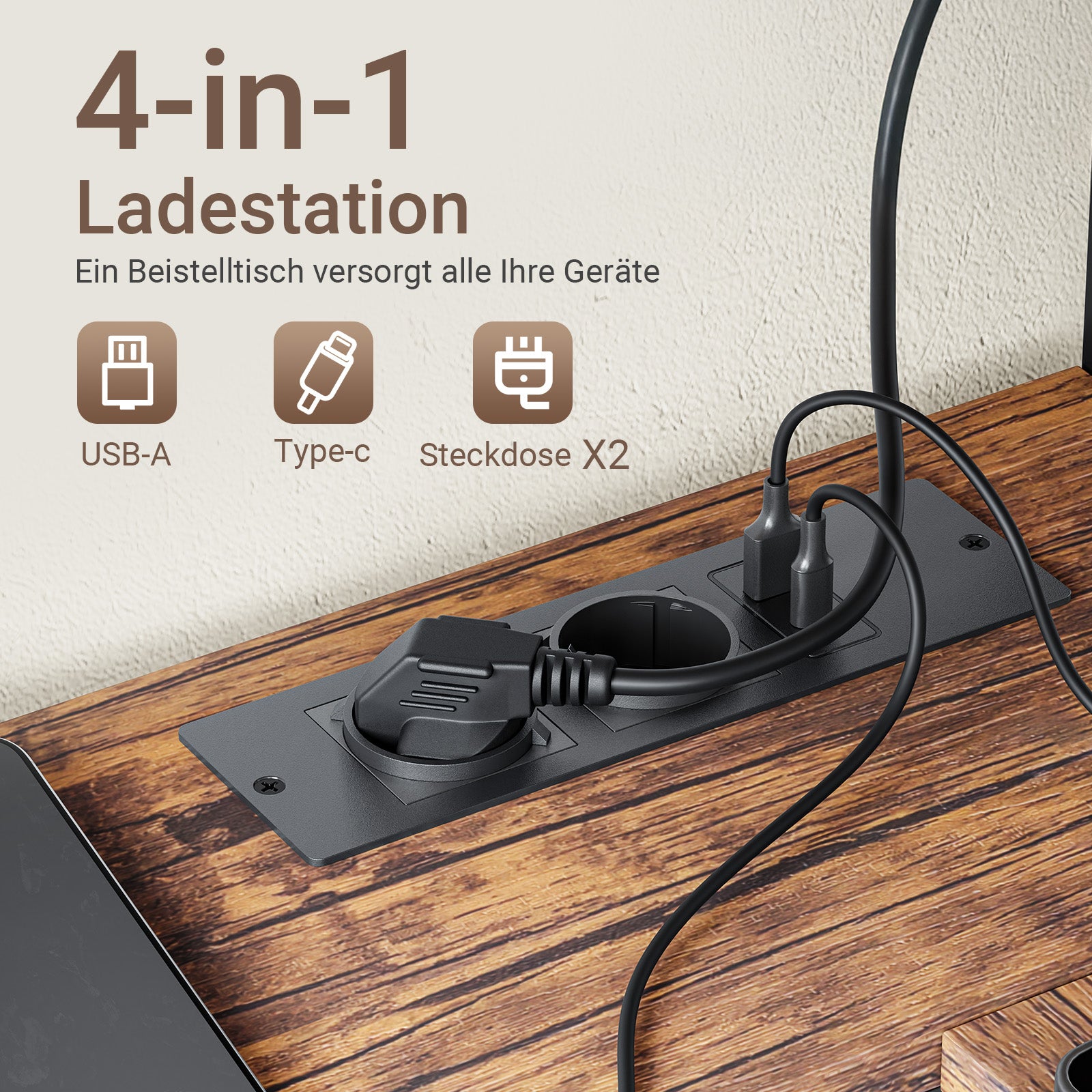 SoBuy Konsolentisch schmal 20 cm mit USB und Steckdose FSB105-E-N