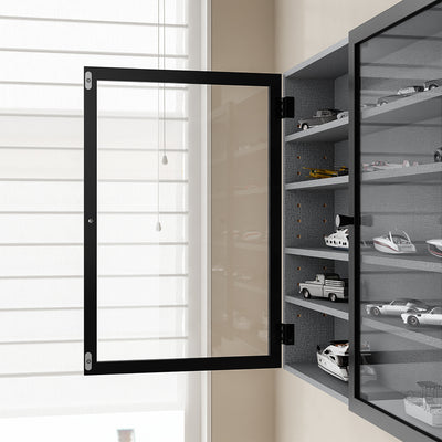 SoBuy | Hängevitrine & Sammlervitrine Grau mit Glastüren | FSB113-DG