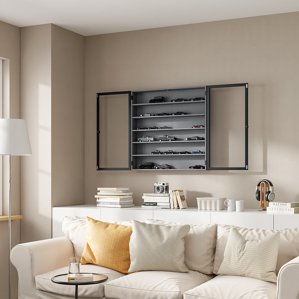 SoBuy | Wandschrank hängend schmal mit 2 Türen Dunkelgrau | FSB113-H-DG