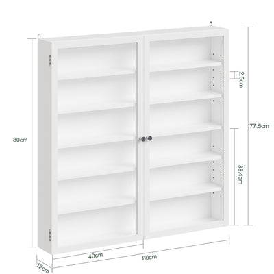 SoBuy | Hängevitrine mit Glastür und Schranktür Weiß | FSB113-H-W