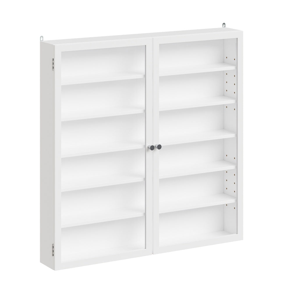 SoBuy | Hängevitrine mit Glastür und Schranktür Weiß | FSB113-H-W