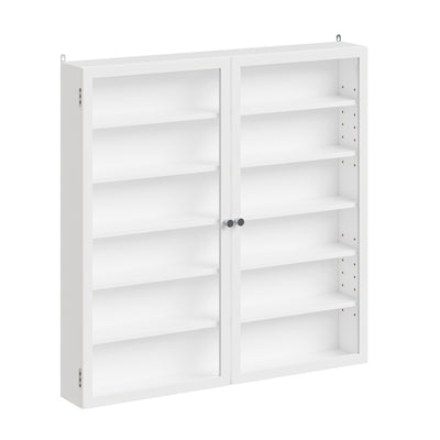 SoBuy | Hängevitrine mit Glastür und Schranktür Weiß | FSB113-H-W
