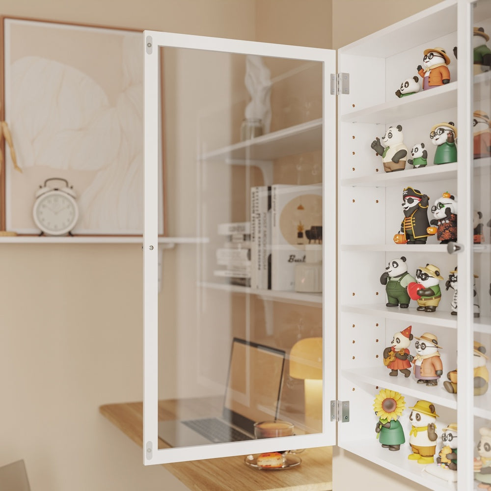 SoBuy | Hängevitrine mit Glastür und Schranktür Weiß | FSB113-H-W