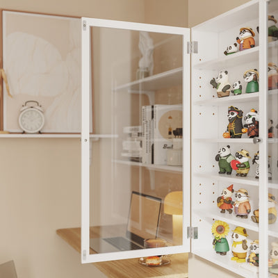 SoBuy | Hängevitrine mit Glastür und Schranktür Weiß | FSB113-H-W