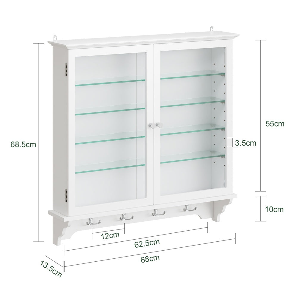 SoBuy | Wandvitrine mit 2 Türen aus Bambus und Glas Weiß | FSB114-E-W