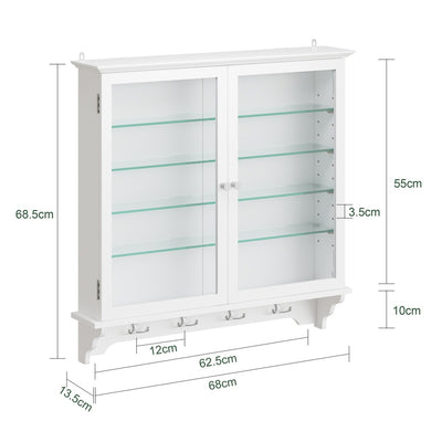 SoBuy | Wandvitrine mit 2 Türen aus Bambus und Glas Weiß | FSB114-E-W
