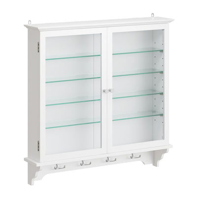 SoBuy | Wandvitrine mit 2 Türen aus Bambus und Glas Weiß | FSB114-E-W