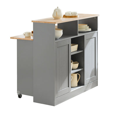 SoBuy | Madia con ante scorrevoli | Credenza da cucina | Cassettiera grigio chiaro | FSB36-HG