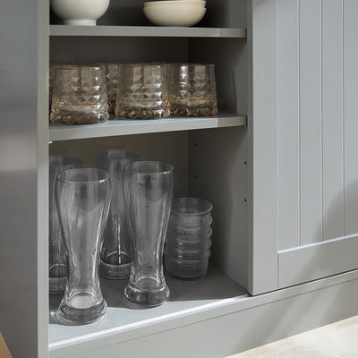SoBuy | Madia con ante scorrevoli | Credenza da cucina | Cassettiera grigio chiaro | FSB36-HG