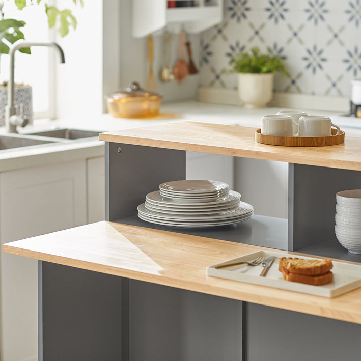 SoBuy | Madia con ante scorrevoli | Credenza da cucina | Cassettiera grigio chiaro | FSB36-HG