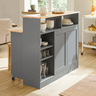 SoBuy | Madia con ante scorrevoli | Credenza da cucina | Cassettiera grigio chiaro | FSB36-HG