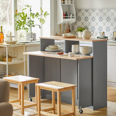 SoBuy | Madia con ante scorrevoli | Credenza da cucina | Cassettiera grigio chiaro | FSB36-HG