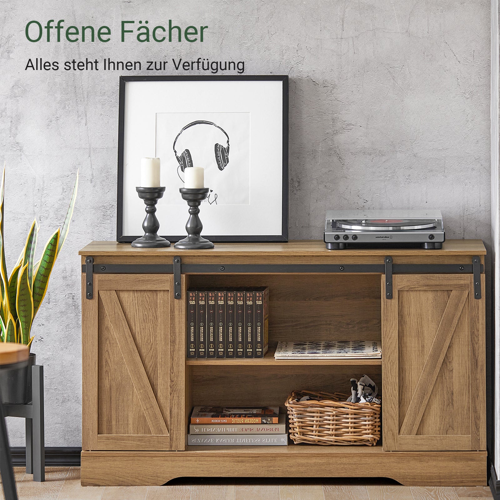 SoBuy | Sideboard mit Schiebetür | Kommode | TV-Schrank | Flurschrank | FSB60-BR